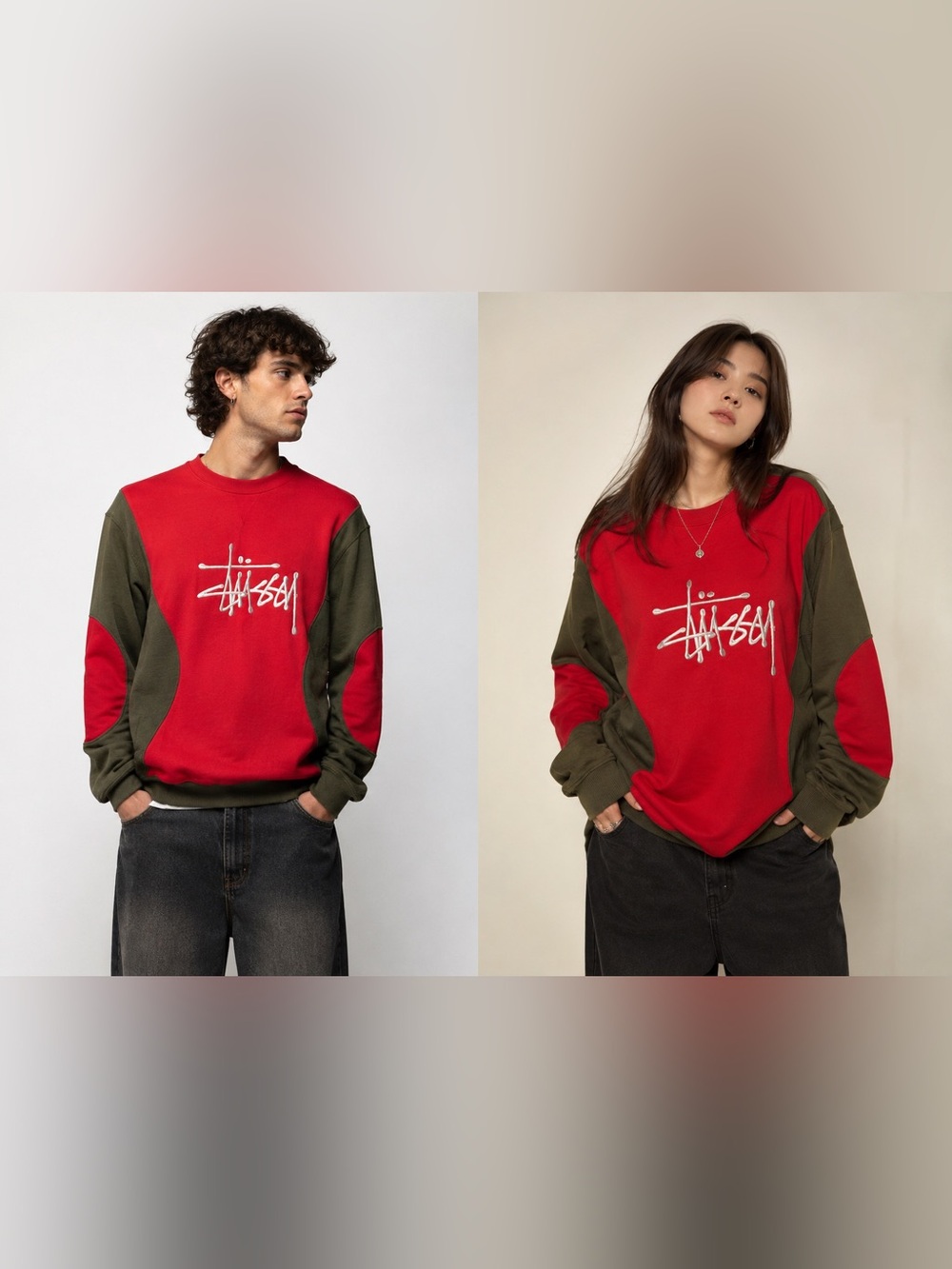 STUSSY Colorblock Crew Sweatshirt